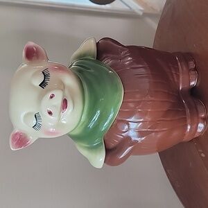 Shawnee Vintage Smiley Pig Coin Bank Cookie Jar Chocolate Brown